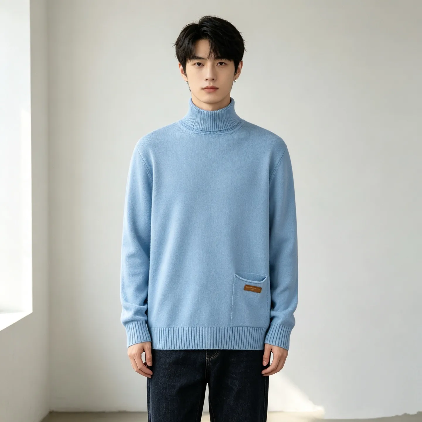 Louis Vuitton/Louis Vuitton pocket leather label turtleneck knitted sweater